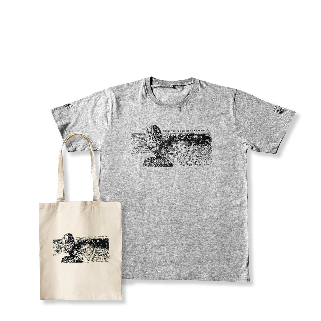 Sea Turtle Charity T-Shirt + Canvas Tote Bag Set