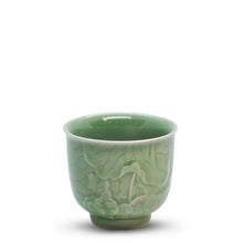 Load image into Gallery viewer, Celadon Relief Lotus Master Tea Cup | Tall - LEGEND OF TEA
