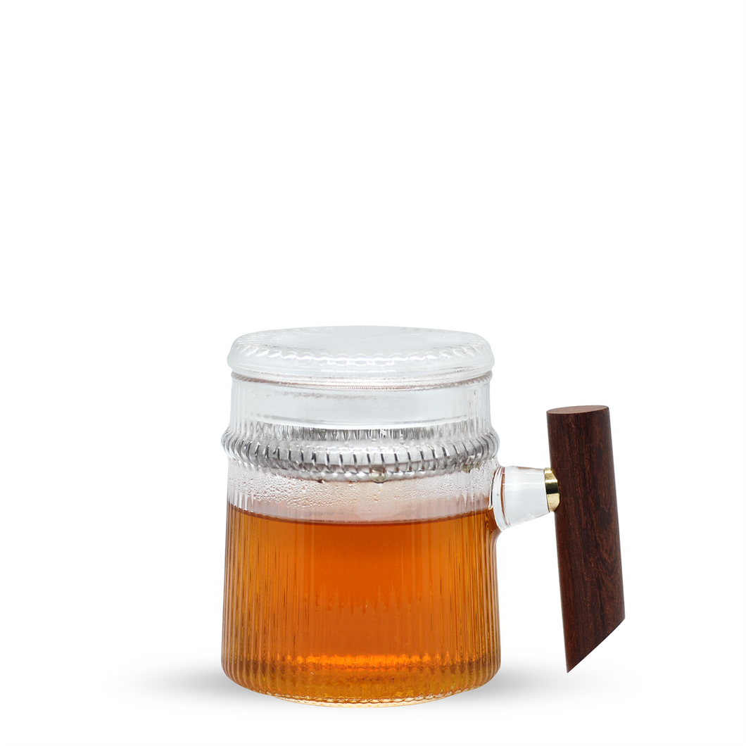 Wooden Handle Glass Tea Mug - LEGEND OF TEA
