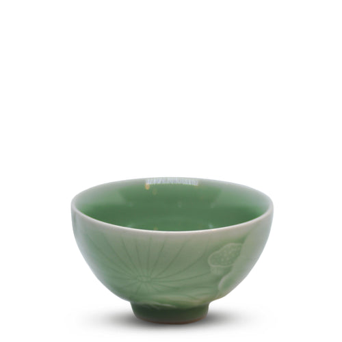 Celadon Relief Lotus Master Tea Cup | Bowl Shape - LEGEND OF TEA