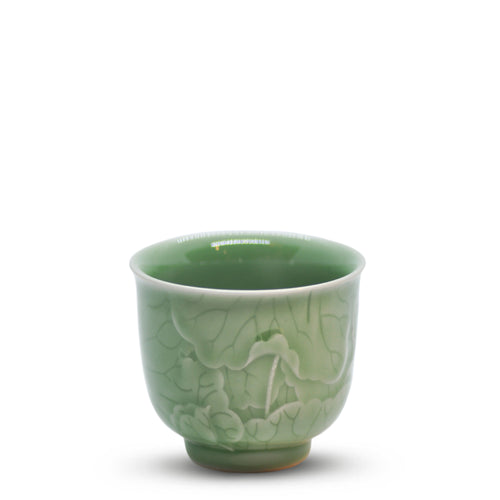 Celadon Relief Lotus Master Tea Cup | Tall - LEGEND OF TEA